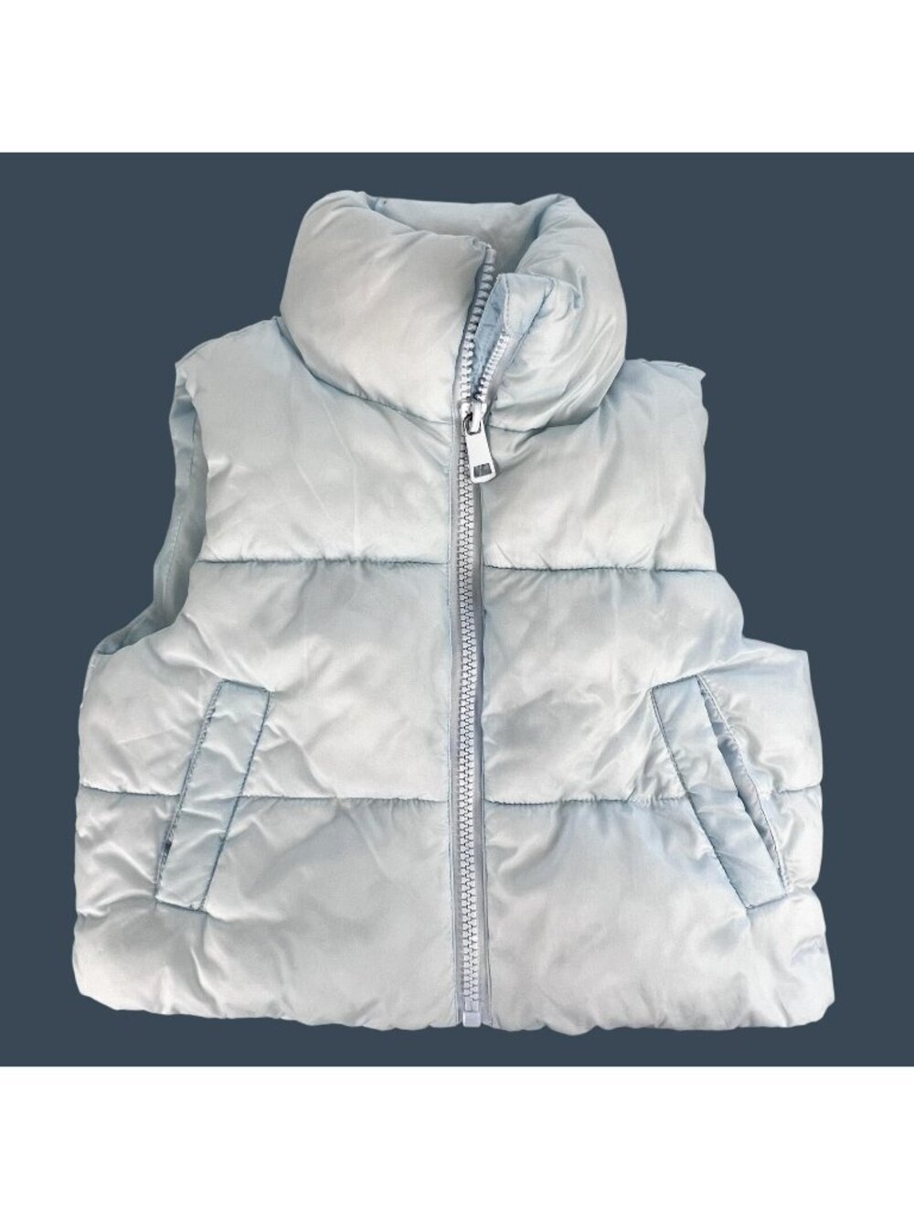 Art Class Girls Small 6/7 Puffer Vest Blue Quilted Sleeveless Pockets Outerwear